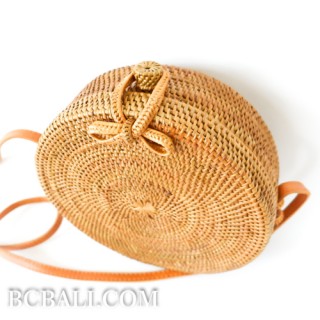 Circle Handbag Rattan Hand Woven Motif side Handmade